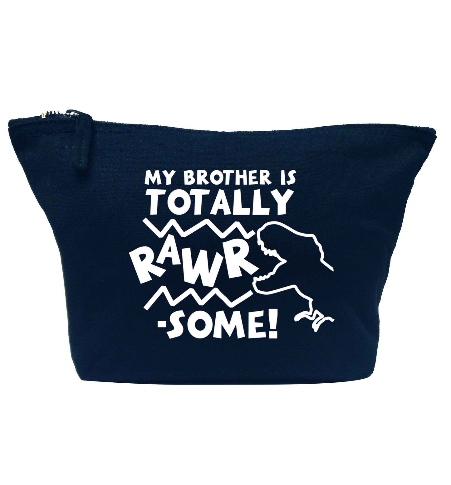 My brother is totally rawrsome navy makeup bag