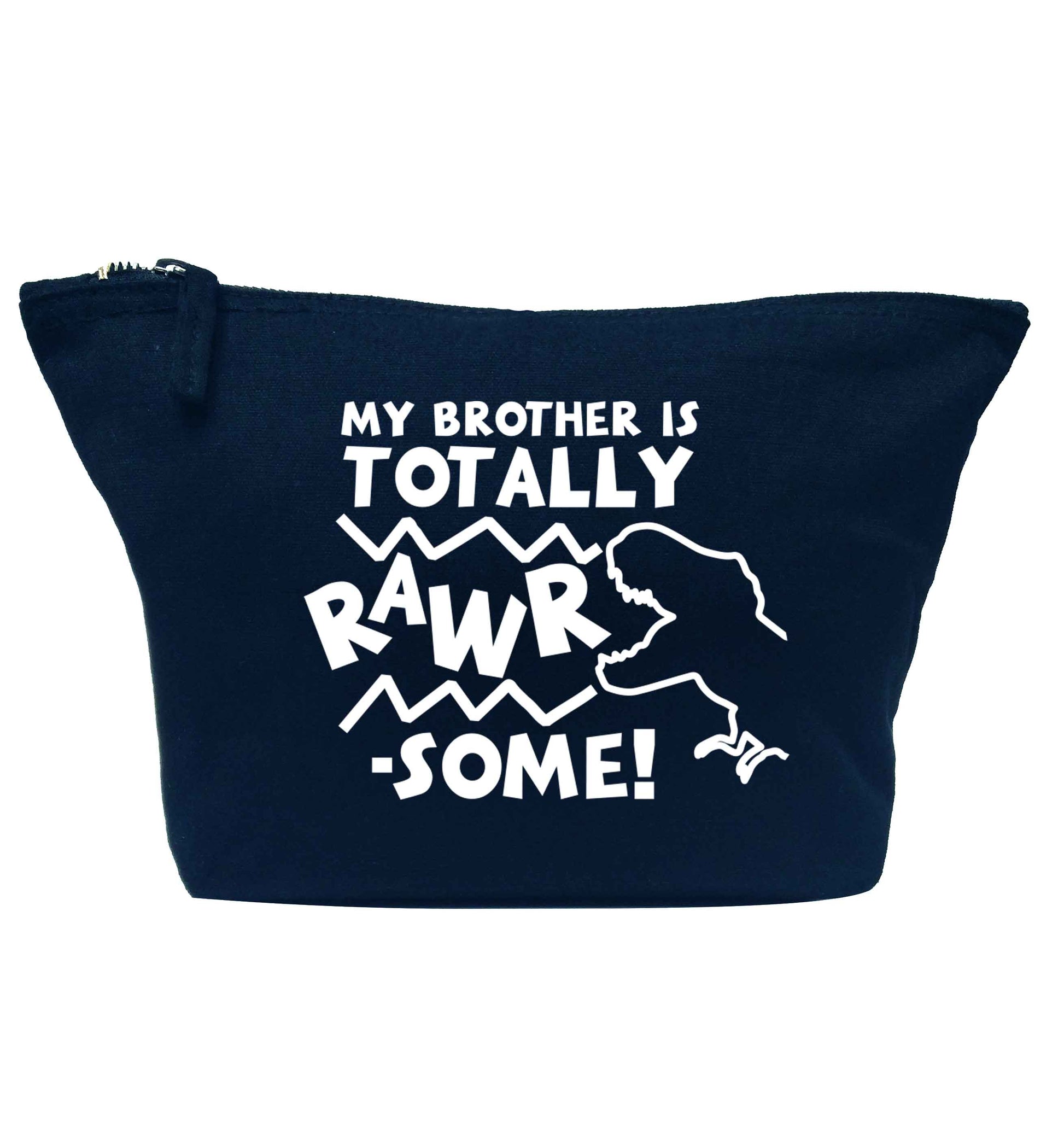 My brother is totally rawrsome navy makeup bag