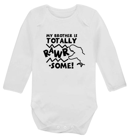 My brother is totally rawrsome baby vest long sleeved white 6-12 months
