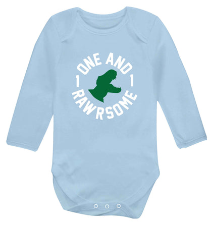One and Rawrsome baby vest long sleeved pale blue 6-12 months