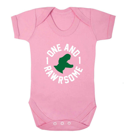 One and Rawrsome baby vest pale pink 18-24 months