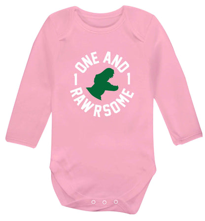 One and Rawrsome baby vest long sleeved pale pink 6-12 months