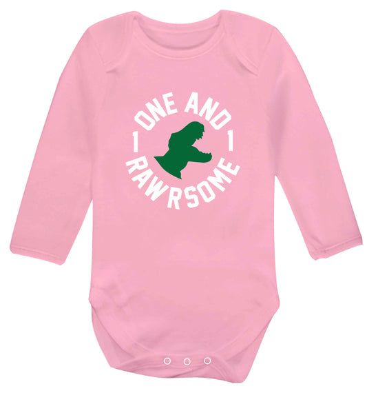 One and Rawrsome baby vest long sleeved pale pink 6-12 months
