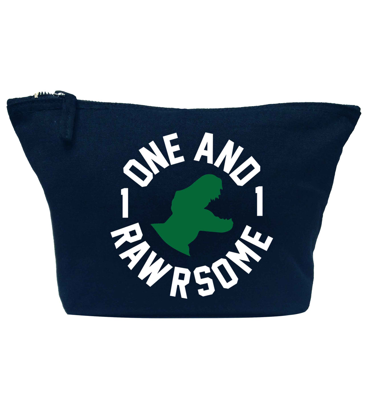 One and Rawrsome navy makeup bag