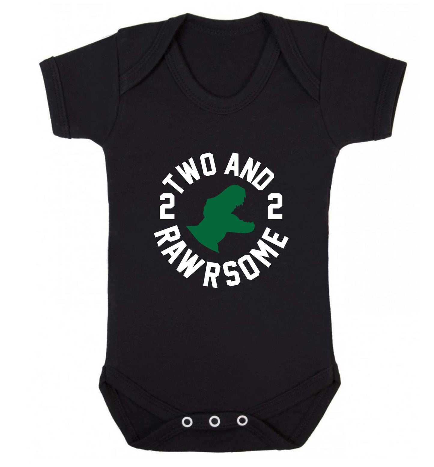Two and rawrsome baby vest black 18-24 months