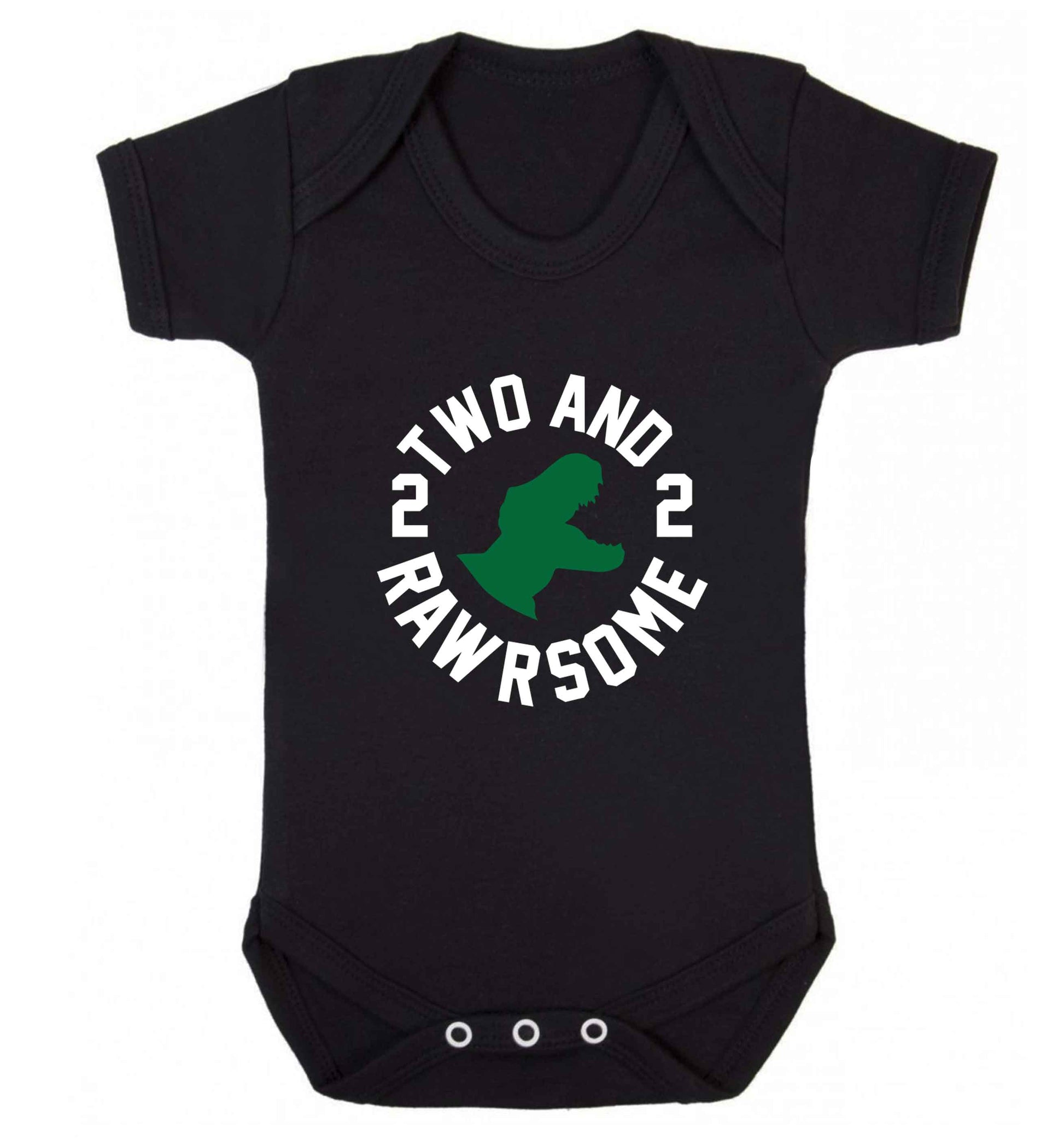 Two and rawrsome baby vest black 18-24 months