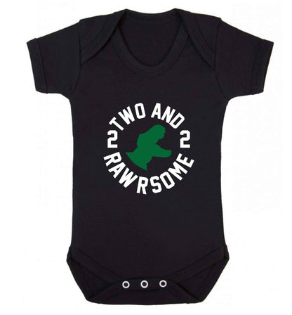 Two and rawrsome baby vest black 18-24 months