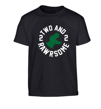 Two and rawrsome Children's black Tshirt 12-13 Years