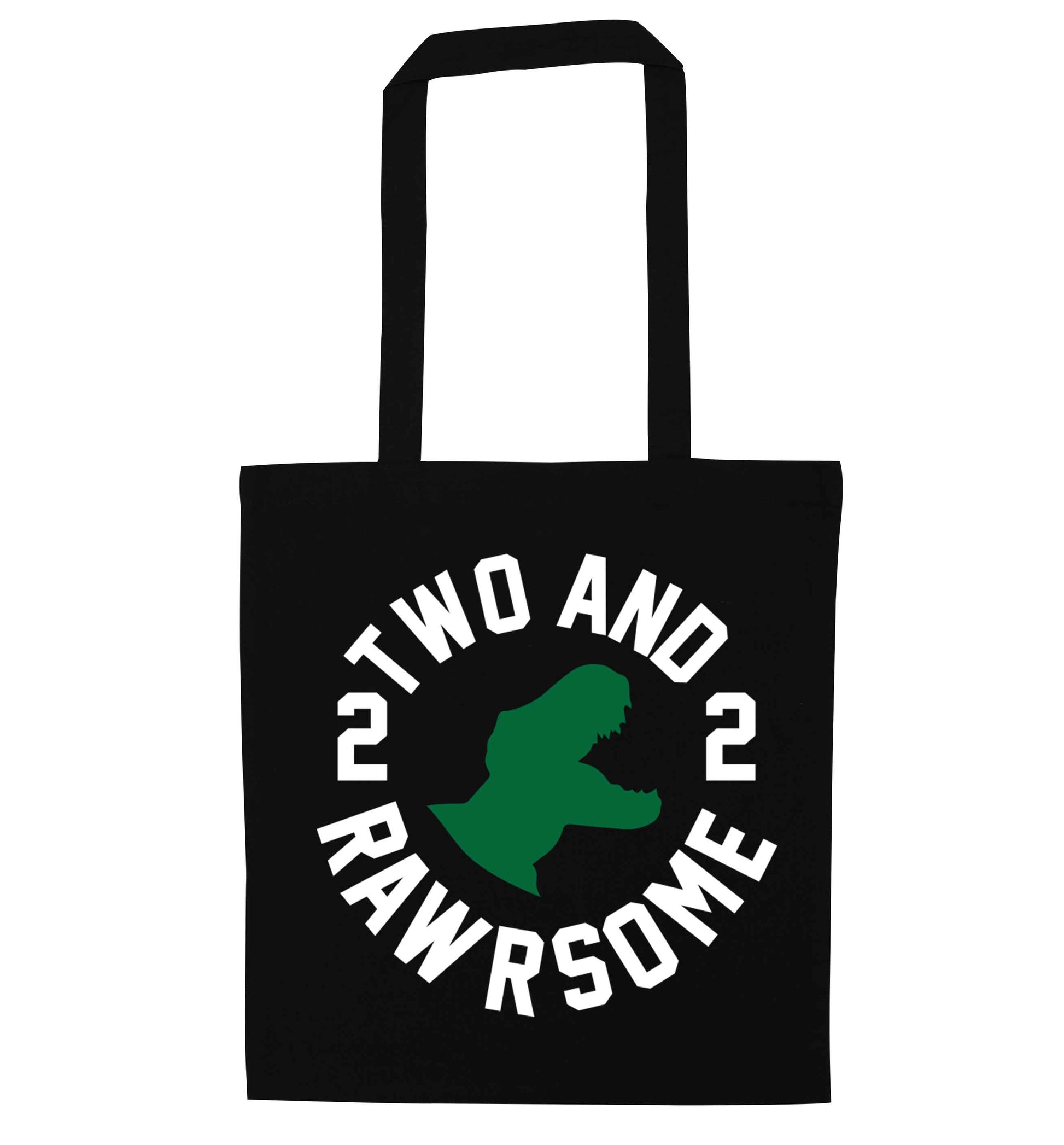 Two and rawrsome black tote bag