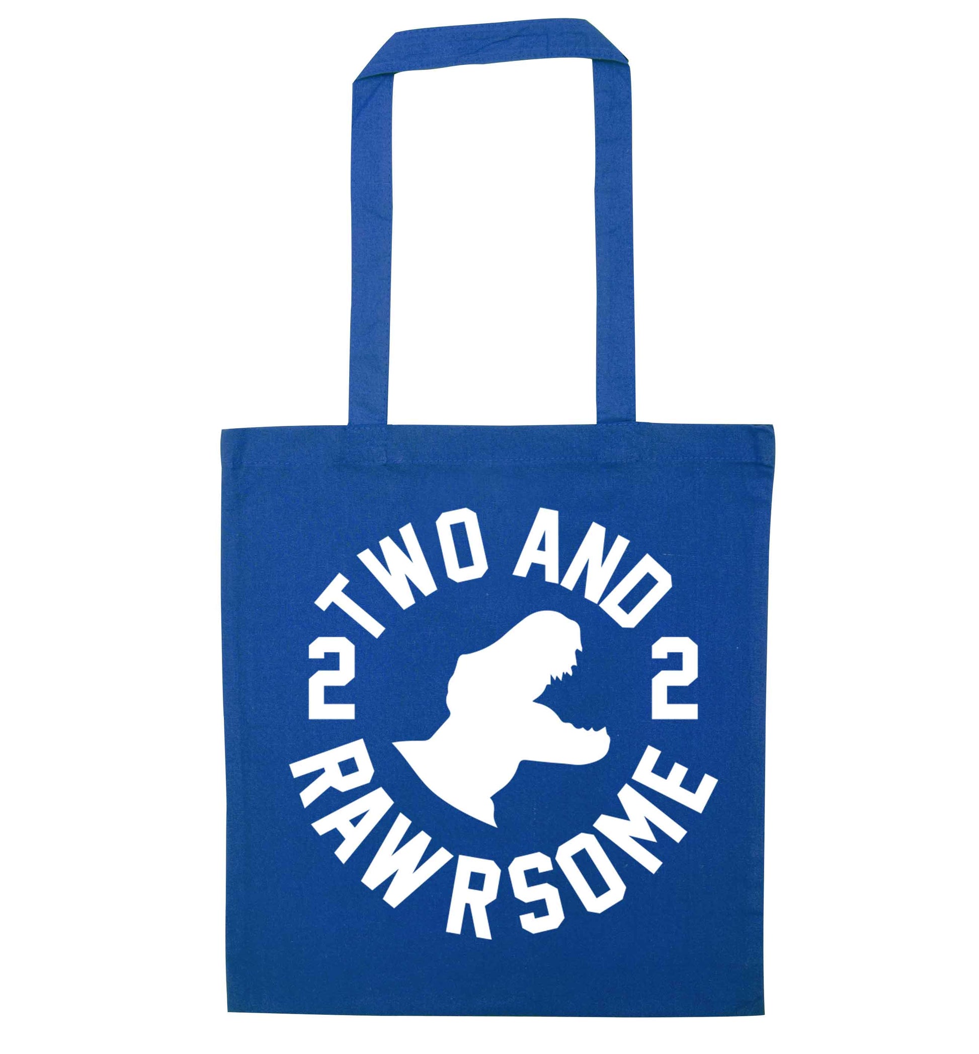 Two and rawrsome blue tote bag