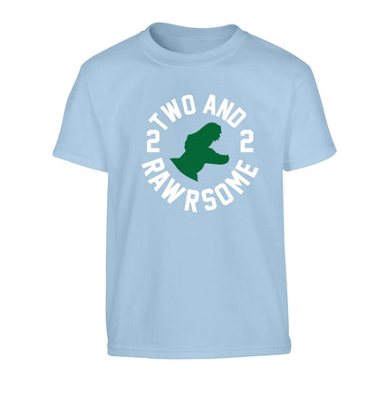 Two and rawrsome Children's light blue Tshirt 12-13 Years