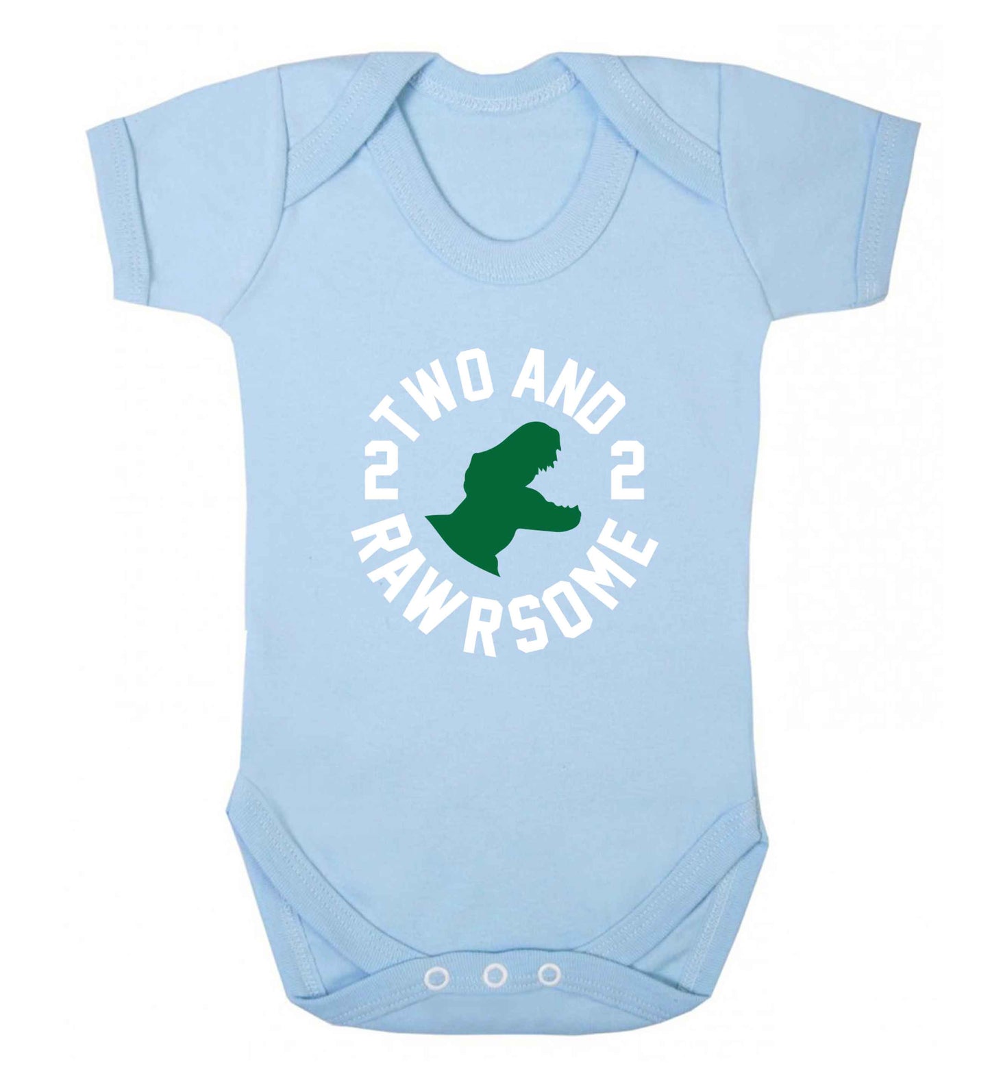 Two and rawrsome baby vest pale blue 18-24 months