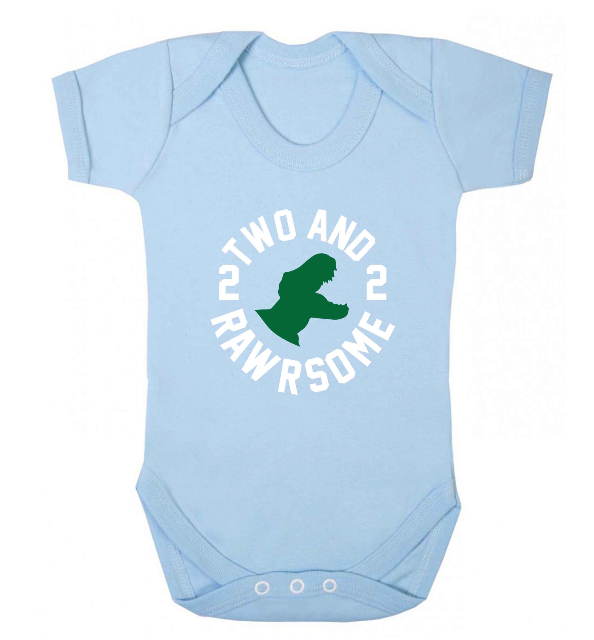 Two and rawrsome baby vest pale blue 18-24 months