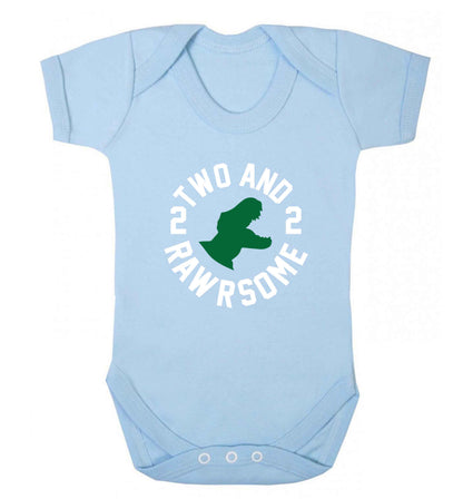 Two and rawrsome baby vest pale blue 18-24 months