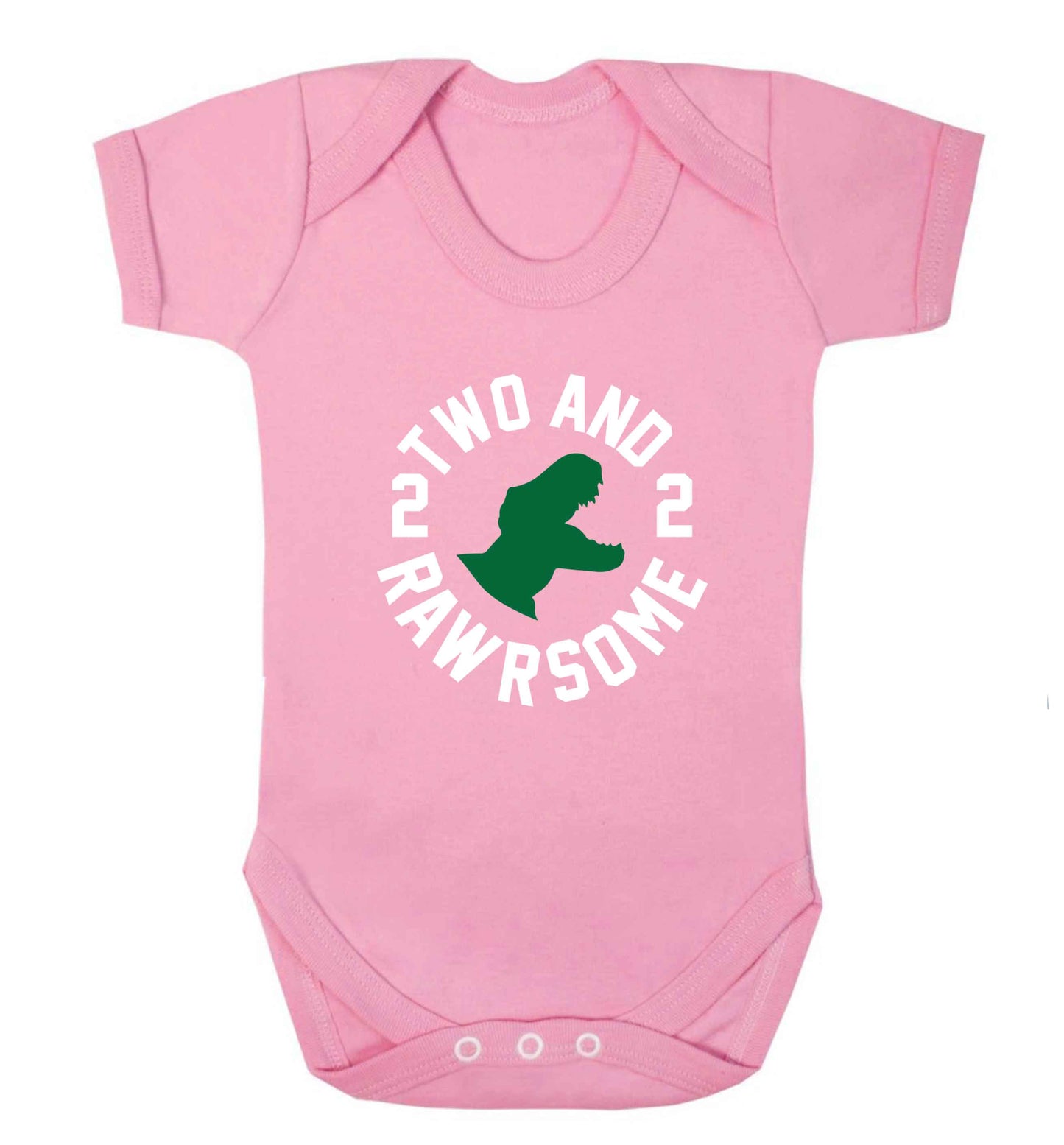 Two and rawrsome baby vest pale pink 18-24 months