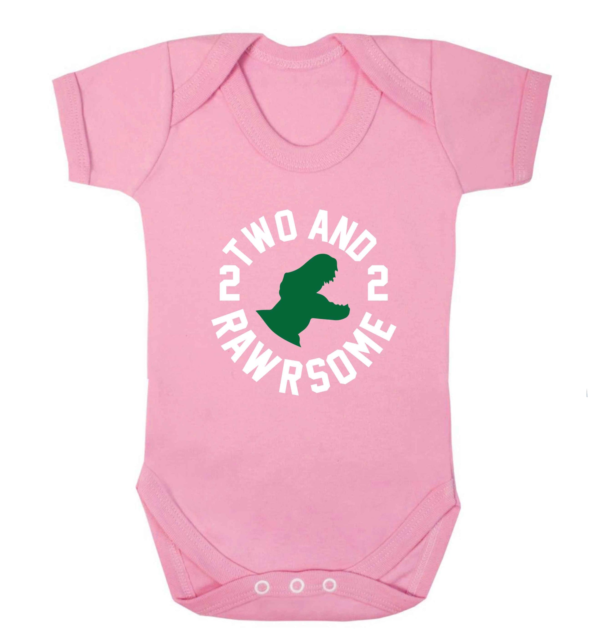 Two and rawrsome baby vest pale pink 18-24 months