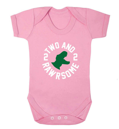 Two and rawrsome baby vest pale pink 18-24 months
