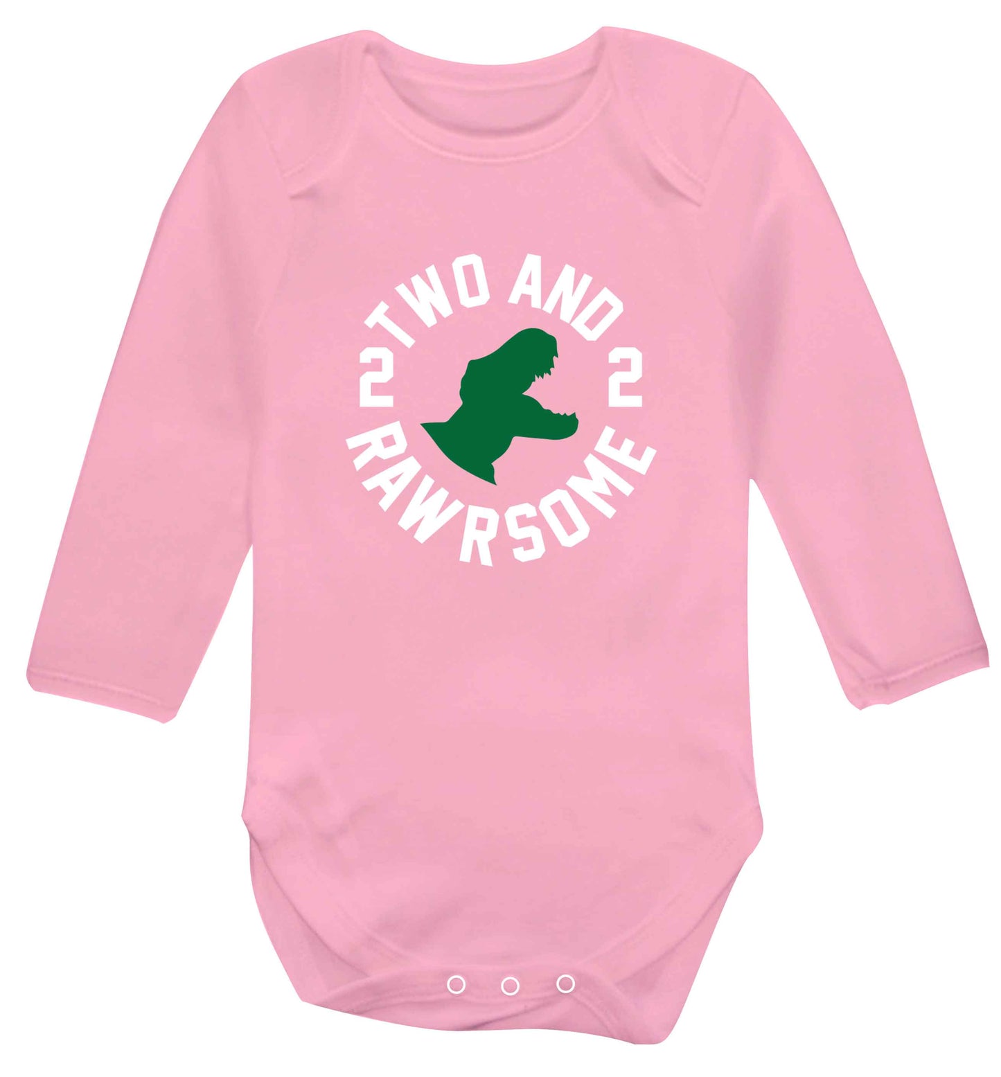 Two and rawrsome baby vest long sleeved pale pink 6-12 months