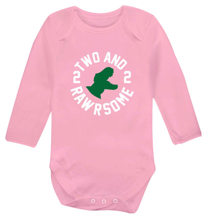 Two and rawrsome baby vest long sleeved pale pink 6-12 months