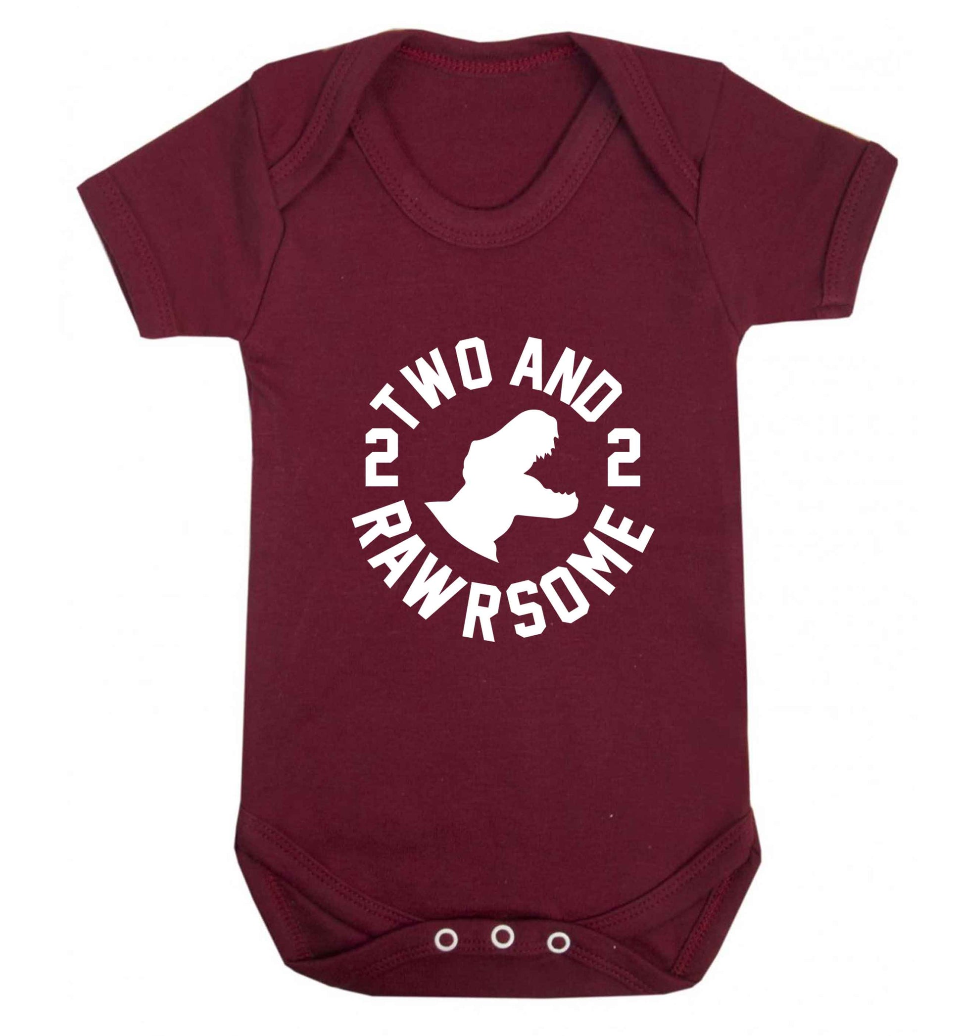 Two and rawrsome baby vest maroon 18-24 months