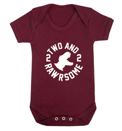 Two and rawrsome baby vest maroon 18-24 months