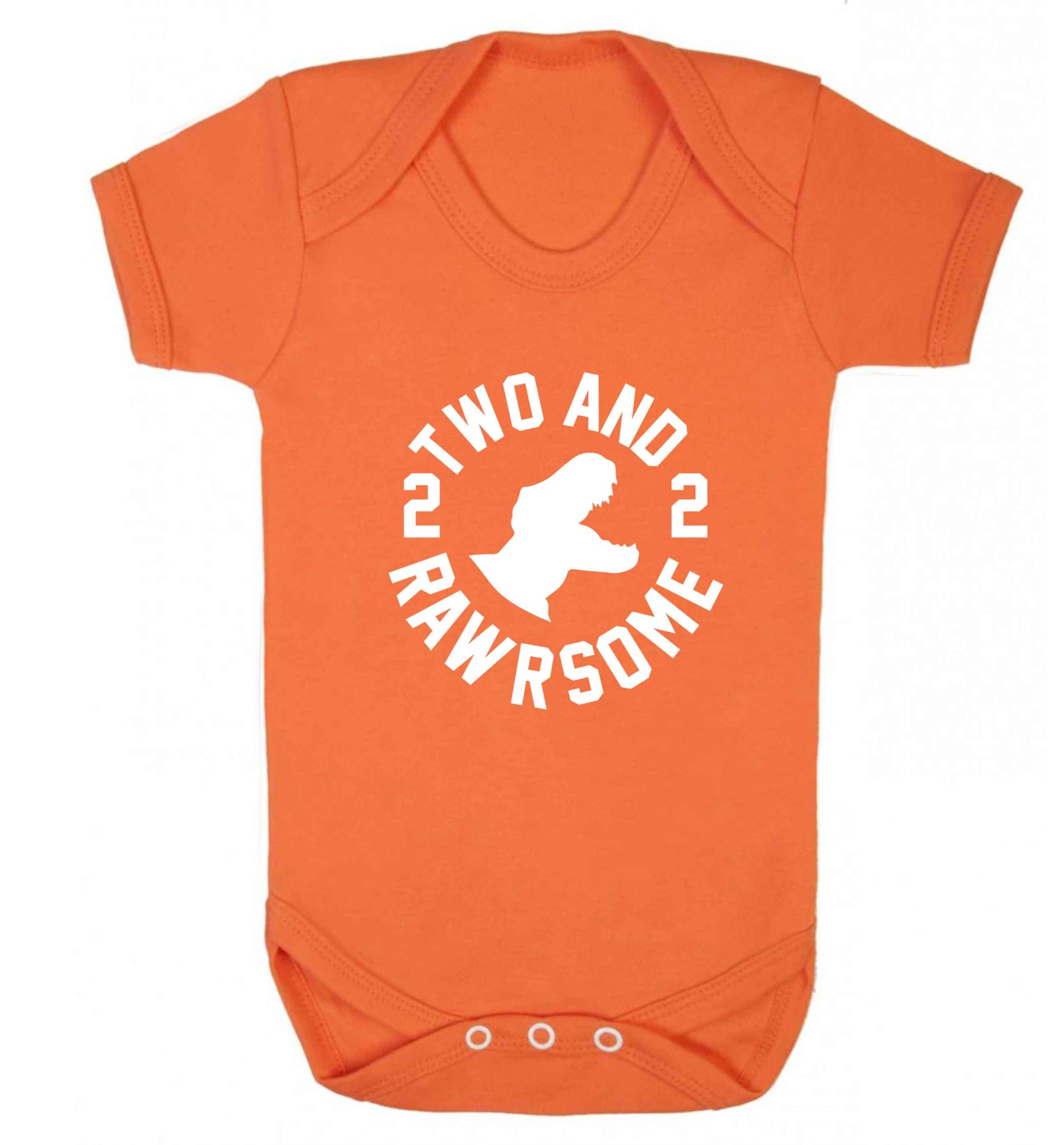 Two and rawrsome baby vest orange 18-24 months