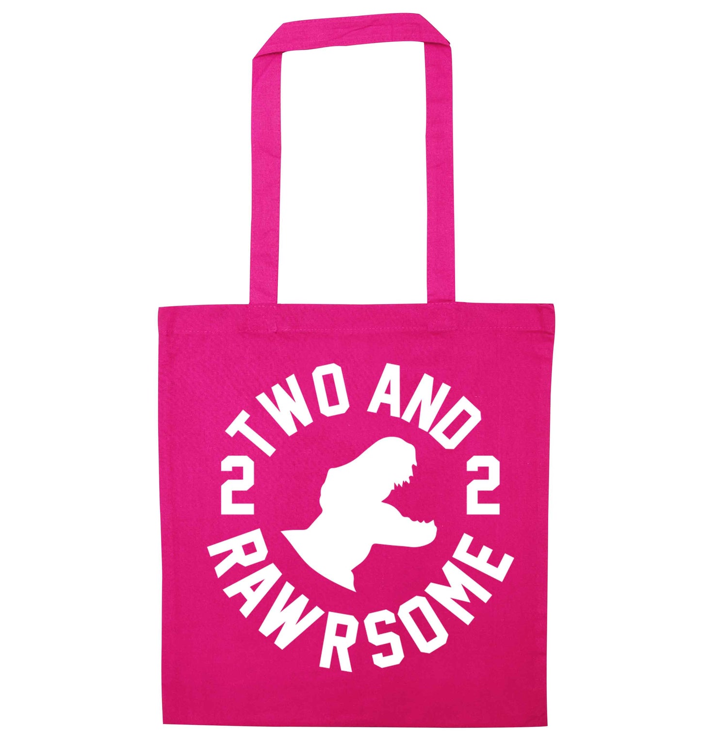 Two and rawrsome pink tote bag