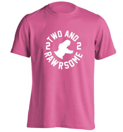 Two and rawrsome adults unisex pink Tshirt 2XL