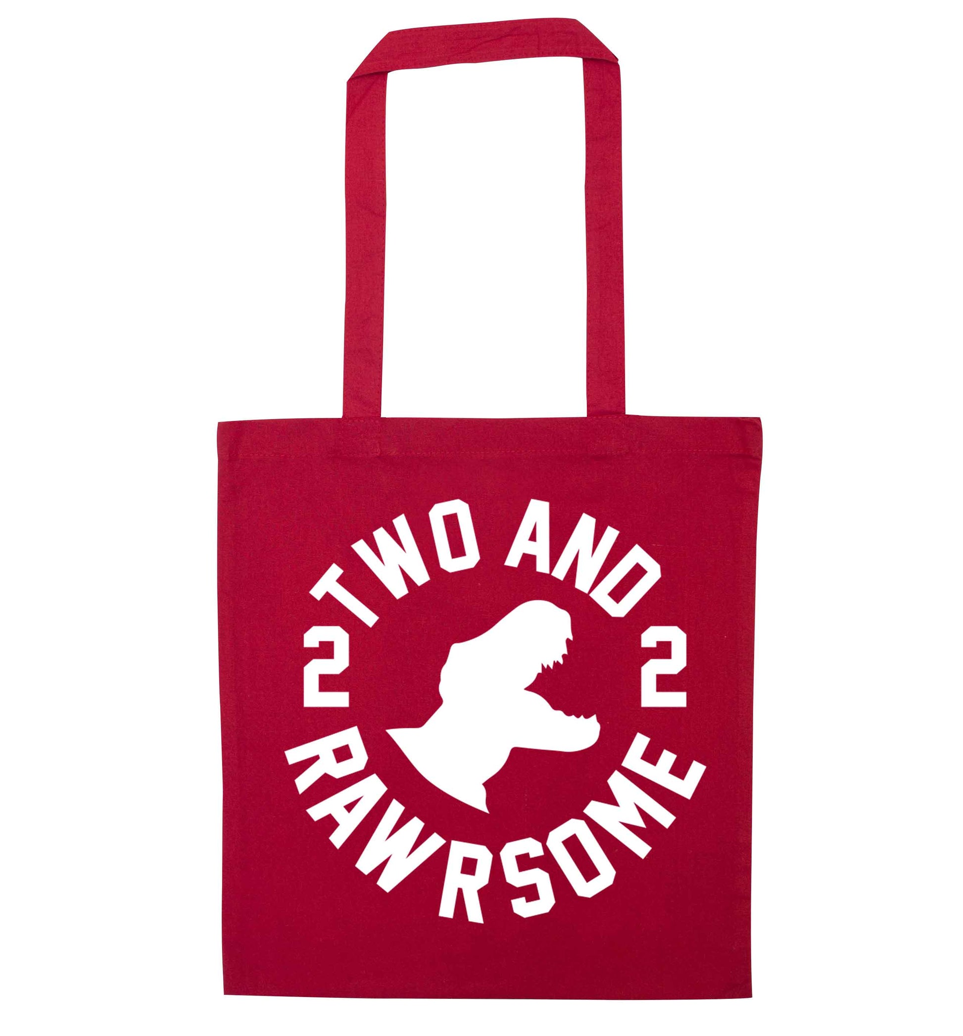 Two and rawrsome red tote bag
