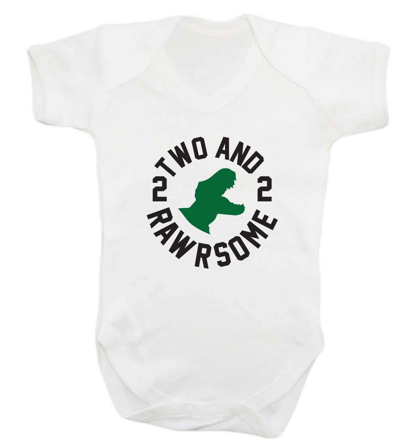 Two and rawrsome baby vest white 18-24 months