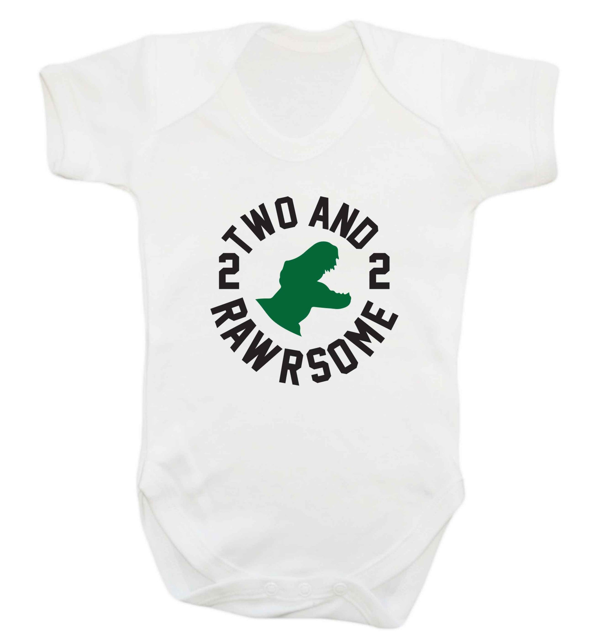 Two and rawrsome baby vest white 18-24 months