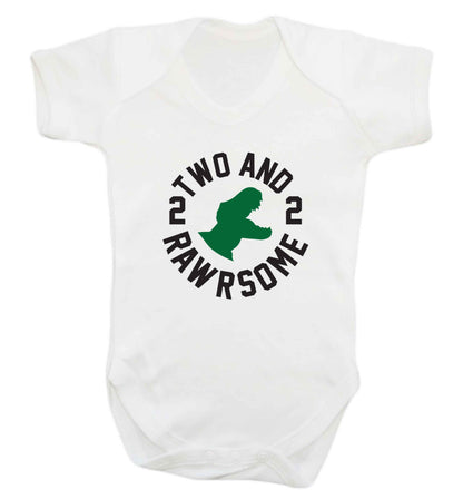 Two and rawrsome baby vest white 18-24 months
