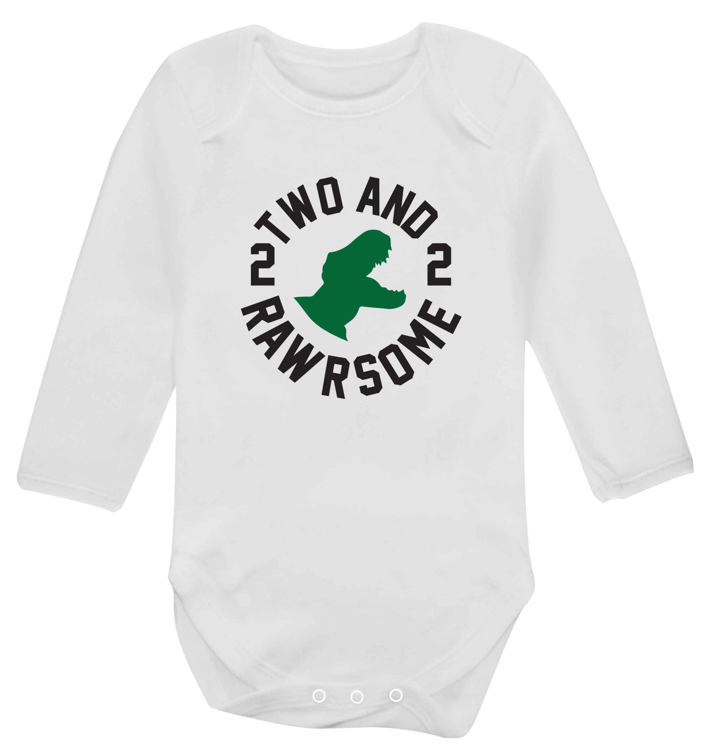 Two and rawrsome baby vest long sleeved white 6-12 months