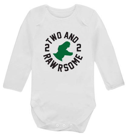 Two and rawrsome baby vest long sleeved white 6-12 months