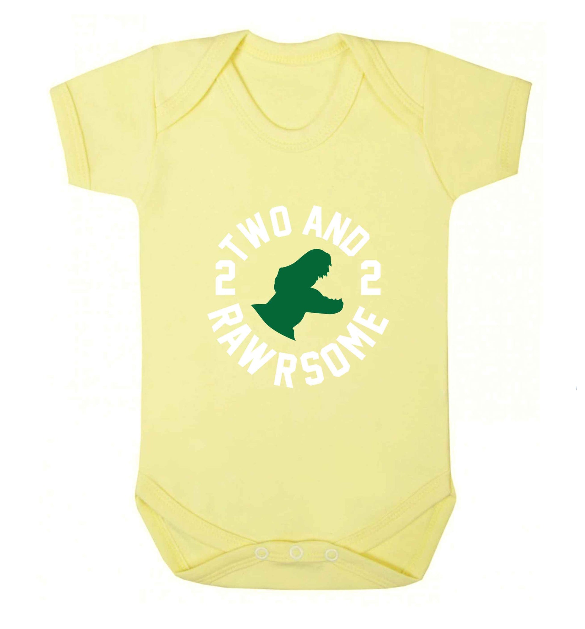 Two and rawrsome baby vest pale yellow 18-24 months