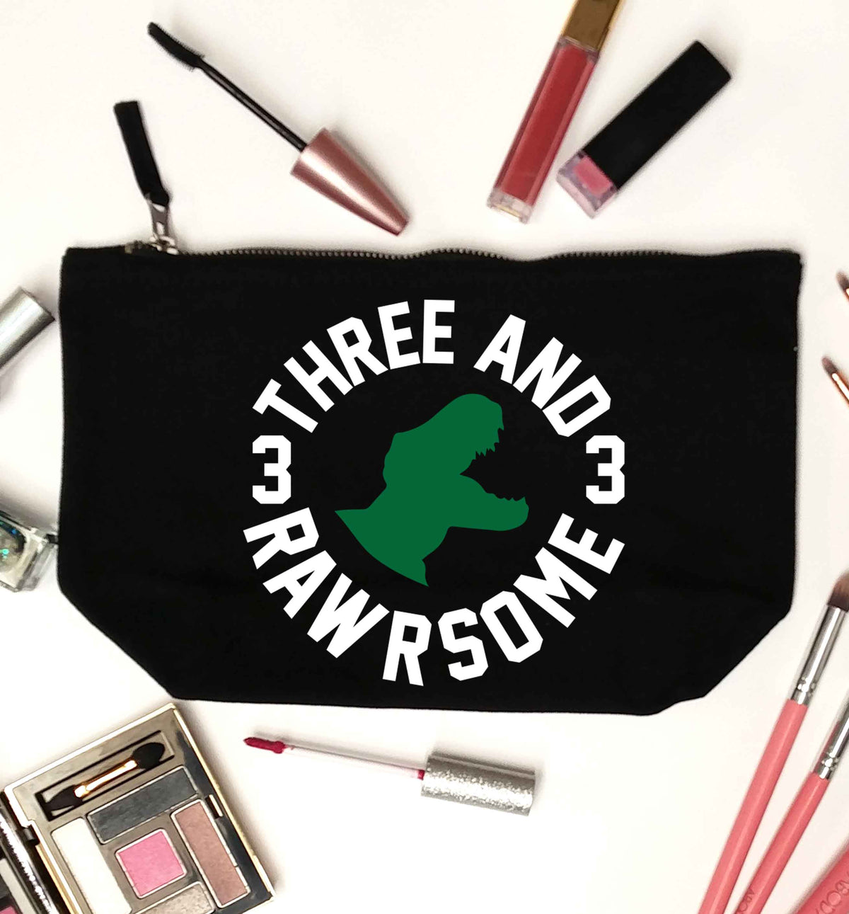 Three and rawrsome black makeup bag