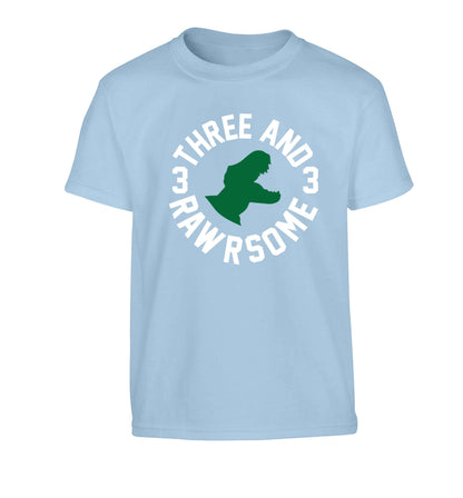 Three and rawrsome Children's light blue Tshirt 12-13 Years