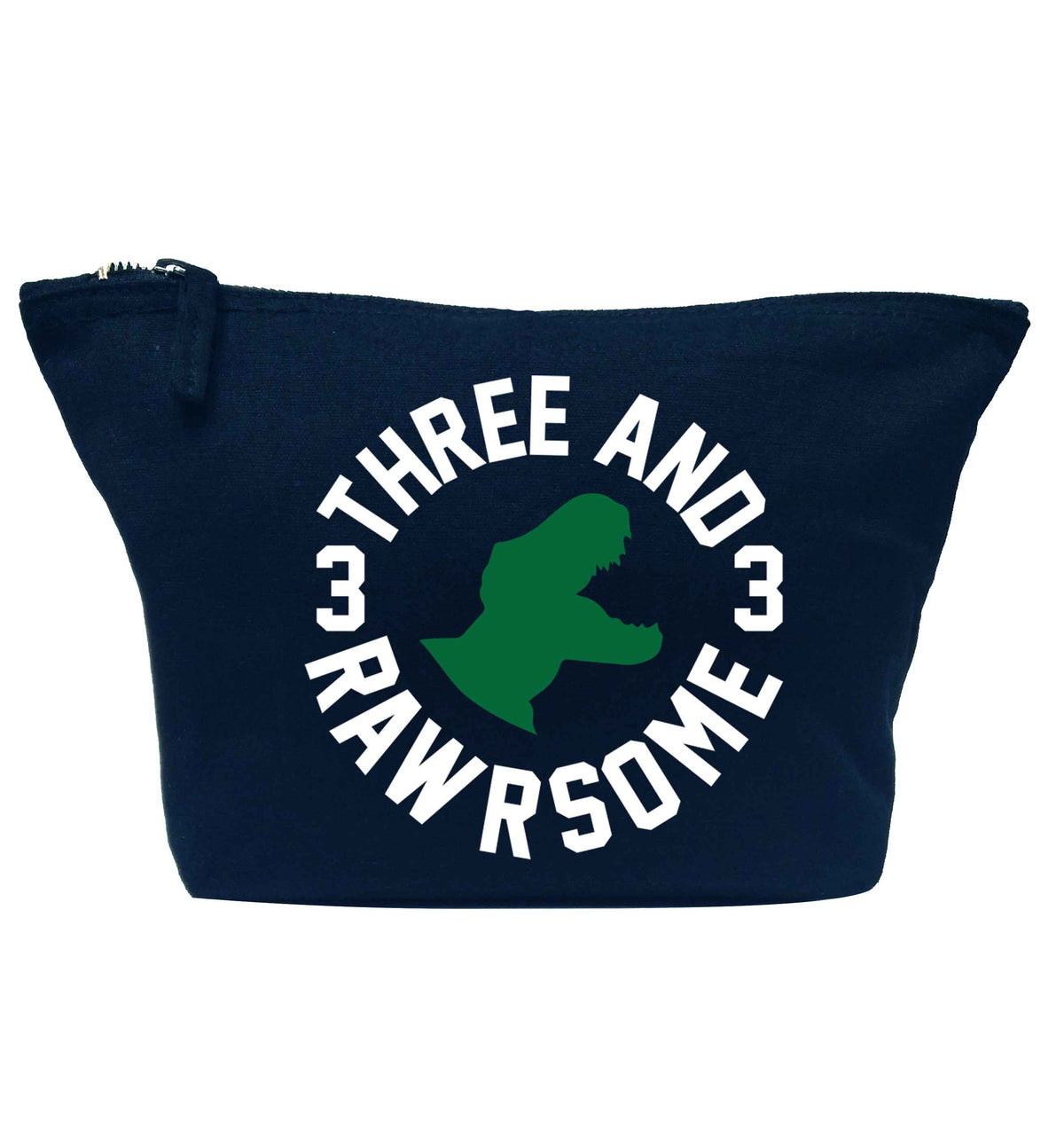 Three and rawrsome navy makeup bag