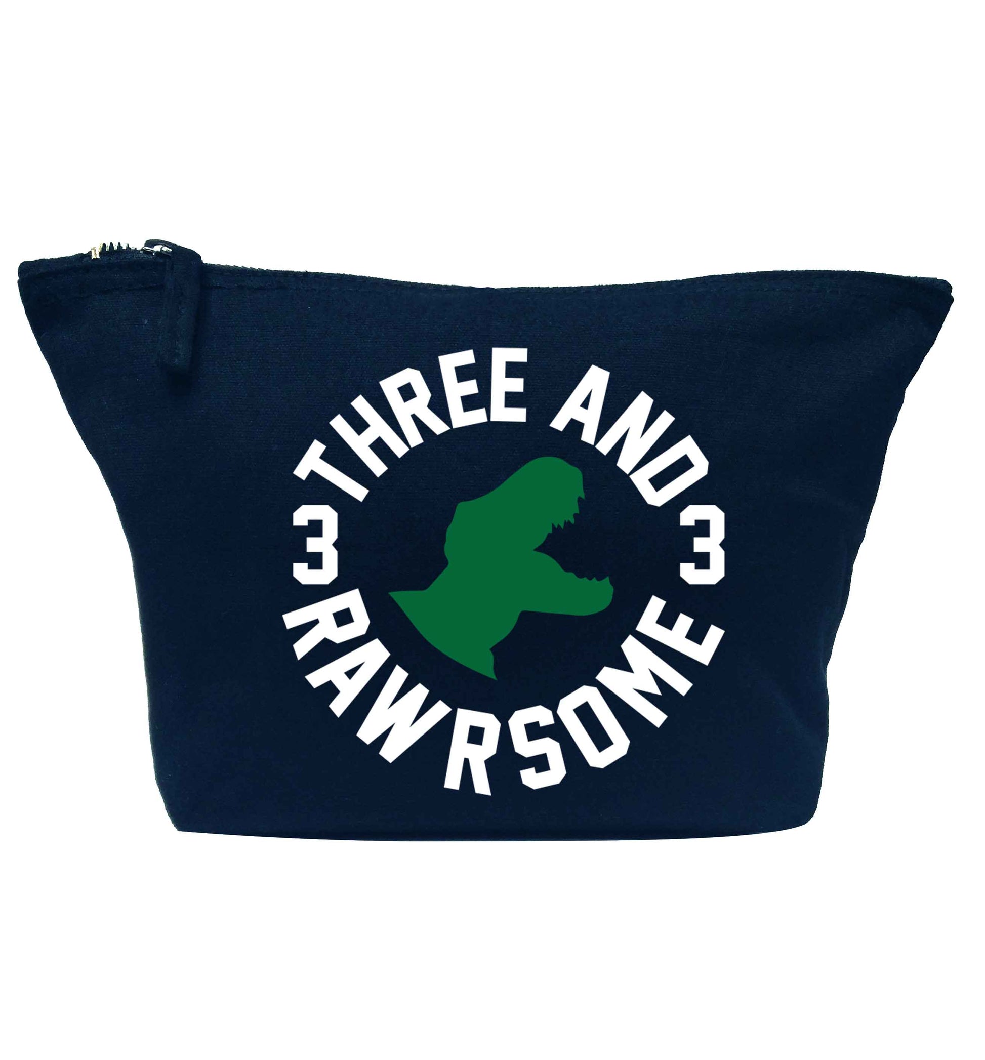 Three and rawrsome navy makeup bag