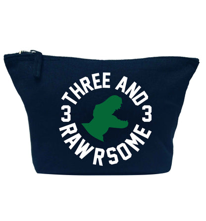 Three and rawrsome navy makeup bag