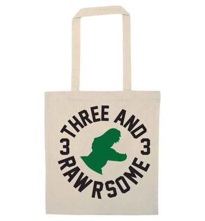 Three and rawrsome natural tote bag