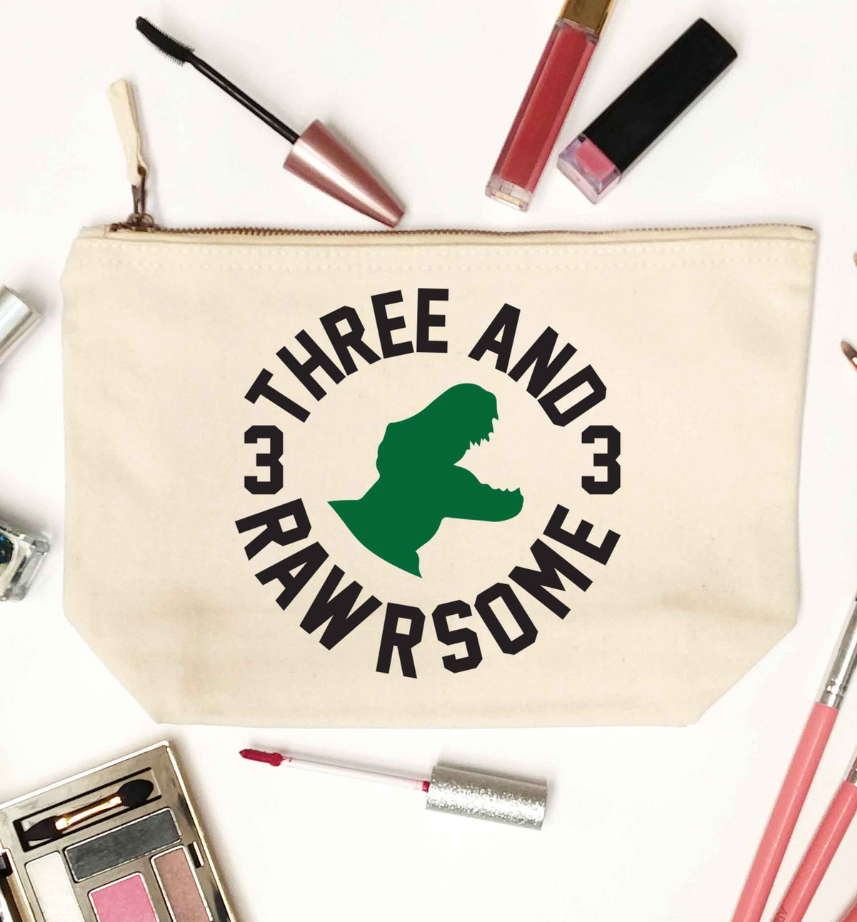 Three and rawrsome natural makeup bag