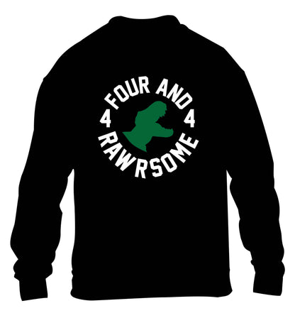 Four and rawrsome children's black sweater 12-13 Years