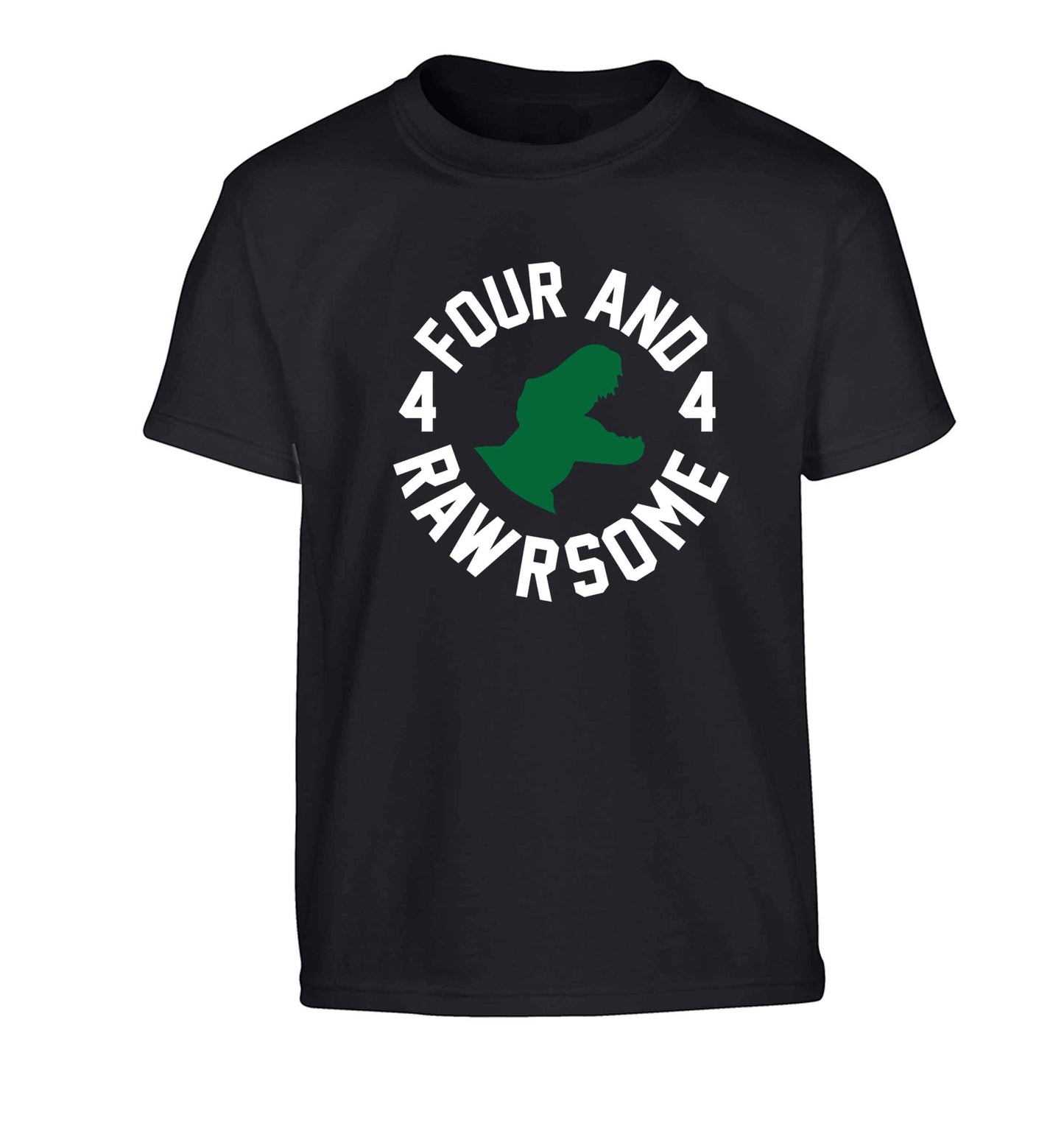 Four and rawrsome Children's black Tshirt 12-13 Years