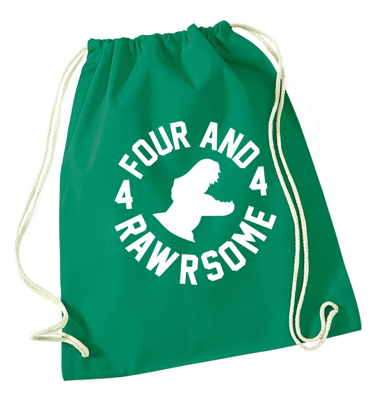 Four and rawrsome green drawstring bag