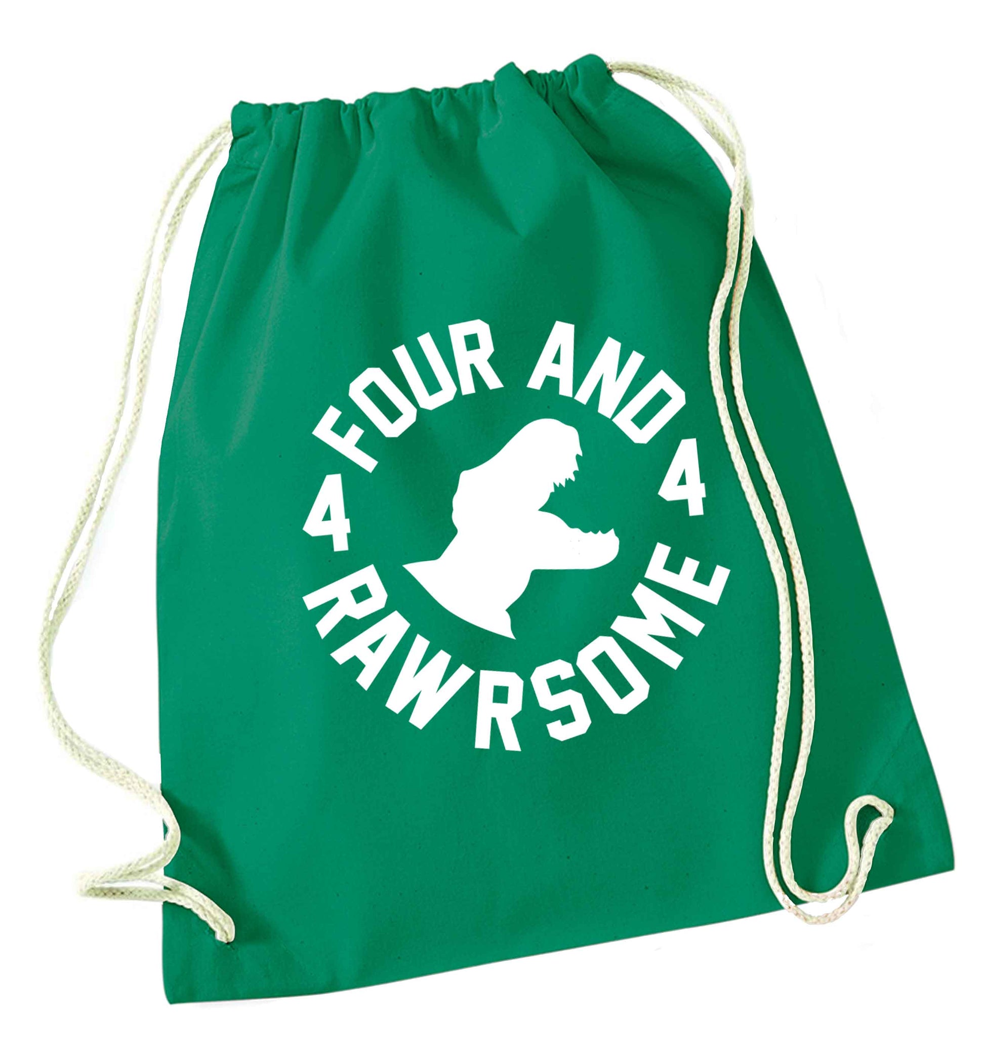 Four and rawrsome green drawstring bag