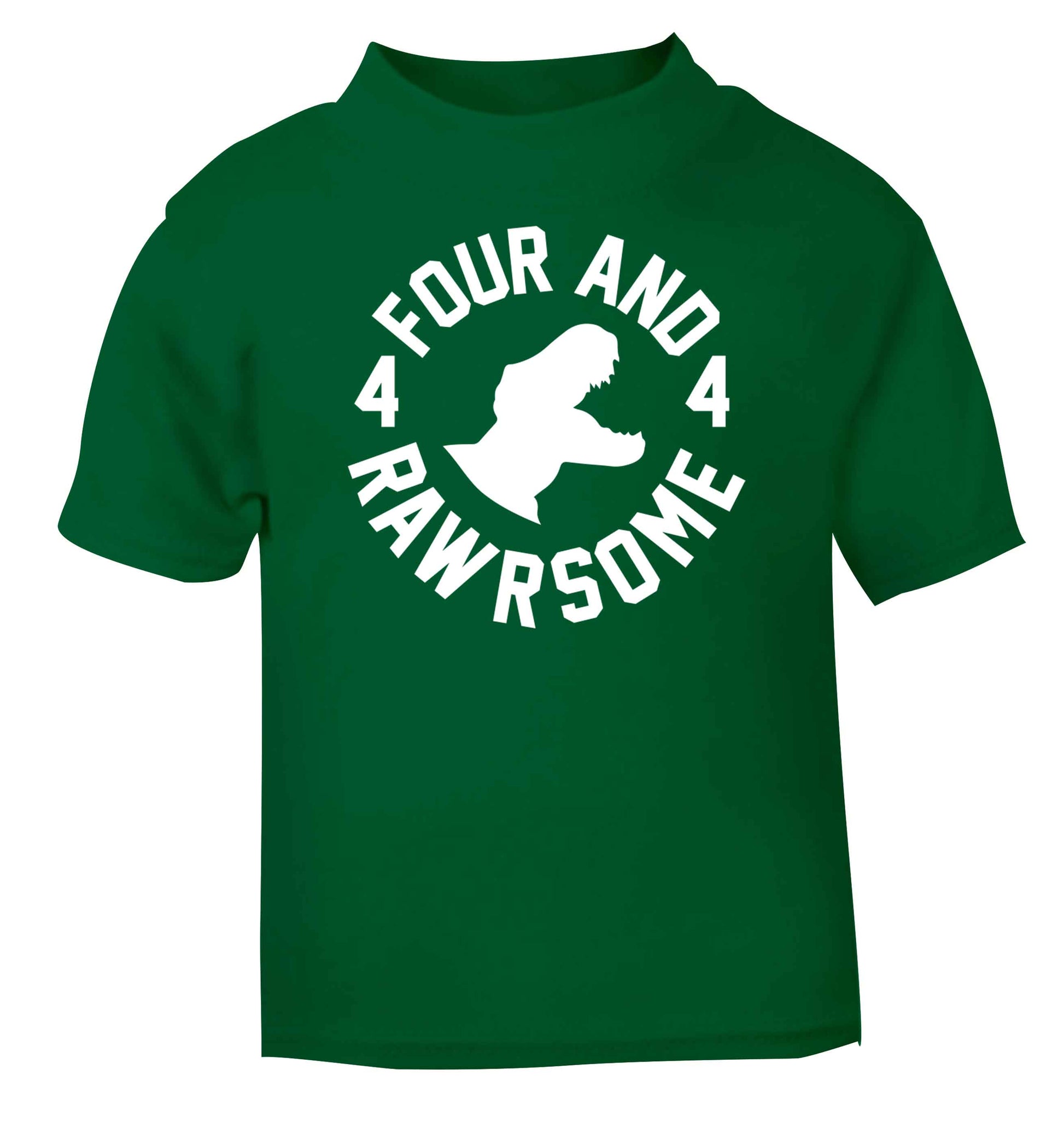 Four and rawrsome green baby toddler Tshirt 2 Years