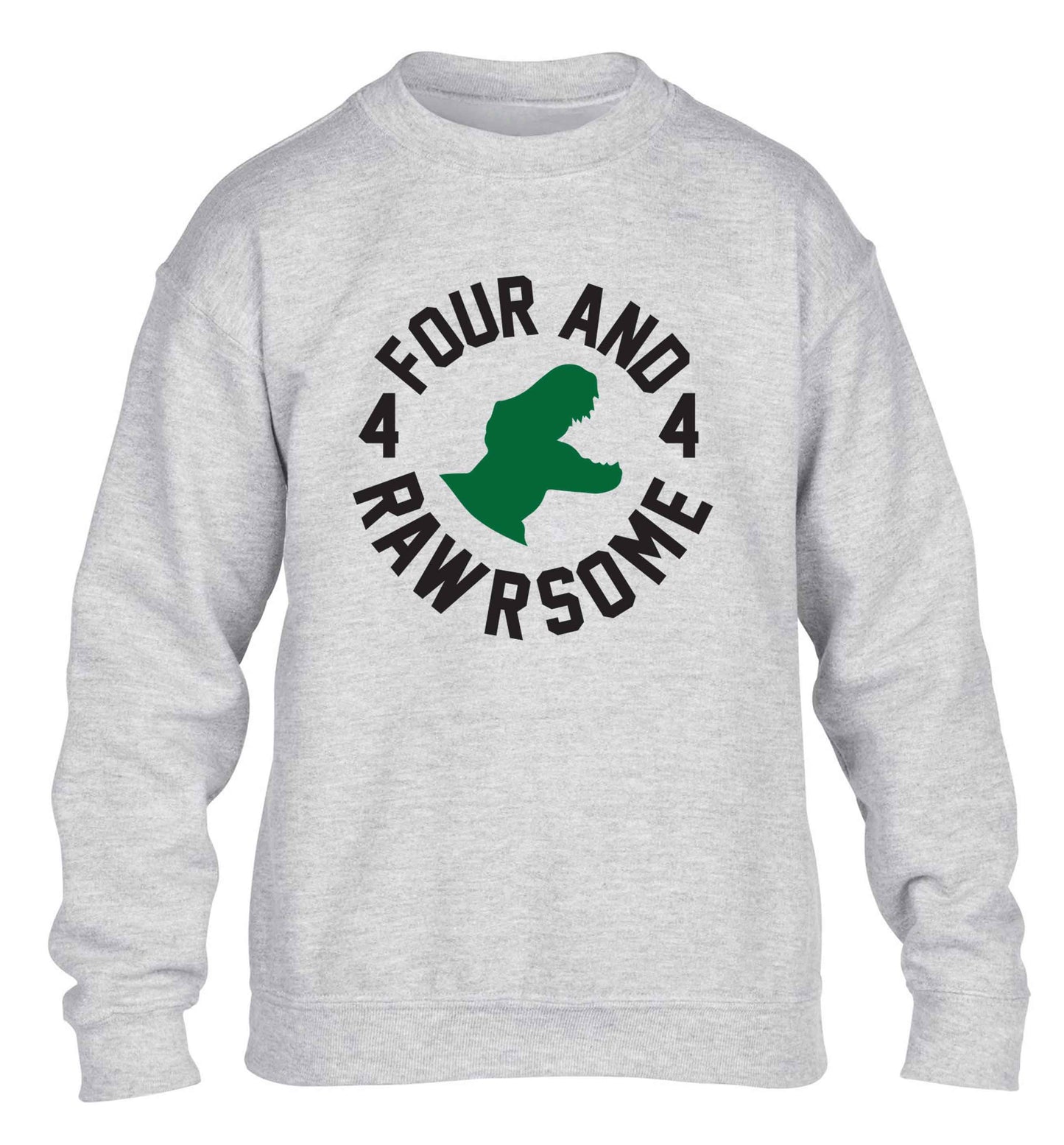 Four and rawrsome children's grey sweater 12-13 Years