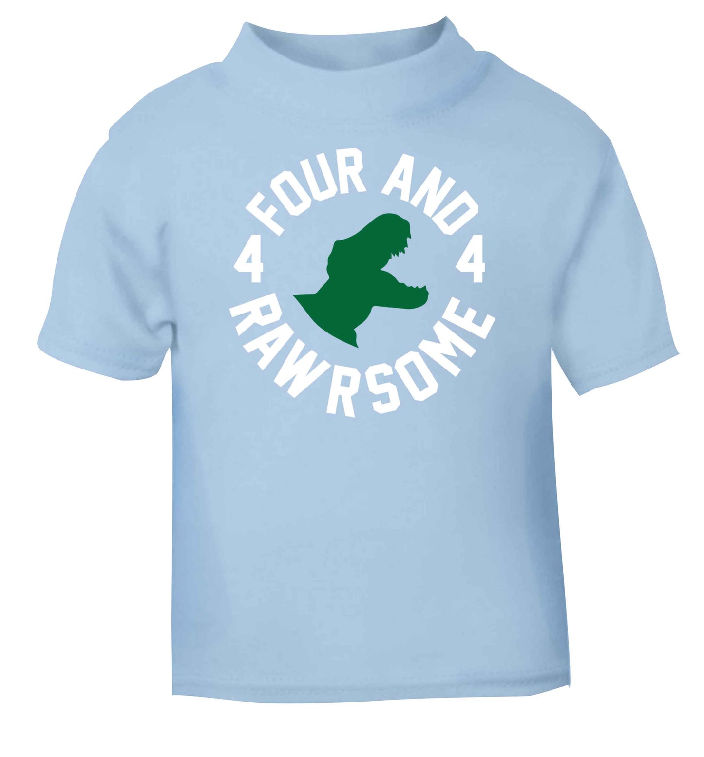 Four and rawrsome light blue baby toddler Tshirt 2 Years