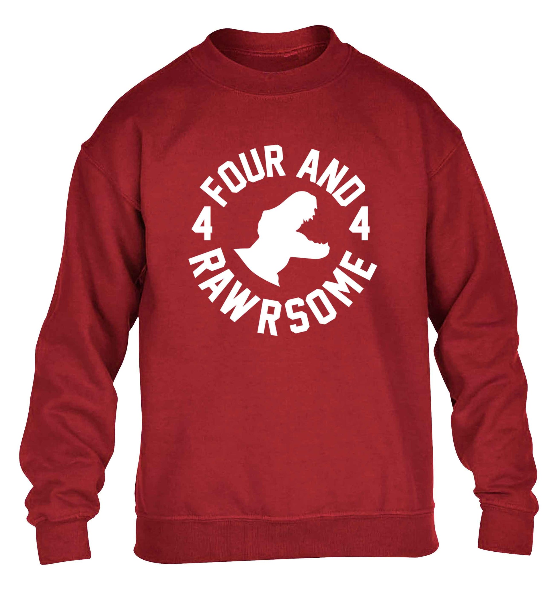 Four and rawrsome children's grey sweater 12-13 Years